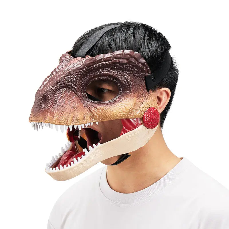 Movable Jaw Dinosaur Mask for Halloween & Cosplay - Realistic Face Cover Prop
