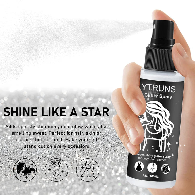 100ml High Gloss Glitter Spray for Body Hair and Clothes - Shimmering Finish