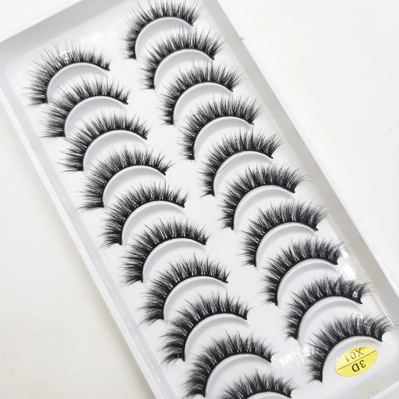 20 Pairs Natural 3D Mink False Lashes Dense Cross & Messy Eye Makeup Extensions