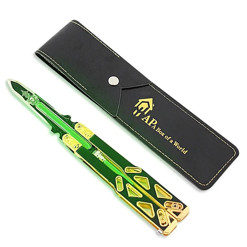 Zinc Alloy Butterfly Knife Model for Desk Decoration and Training 21cm Nightlight Edition