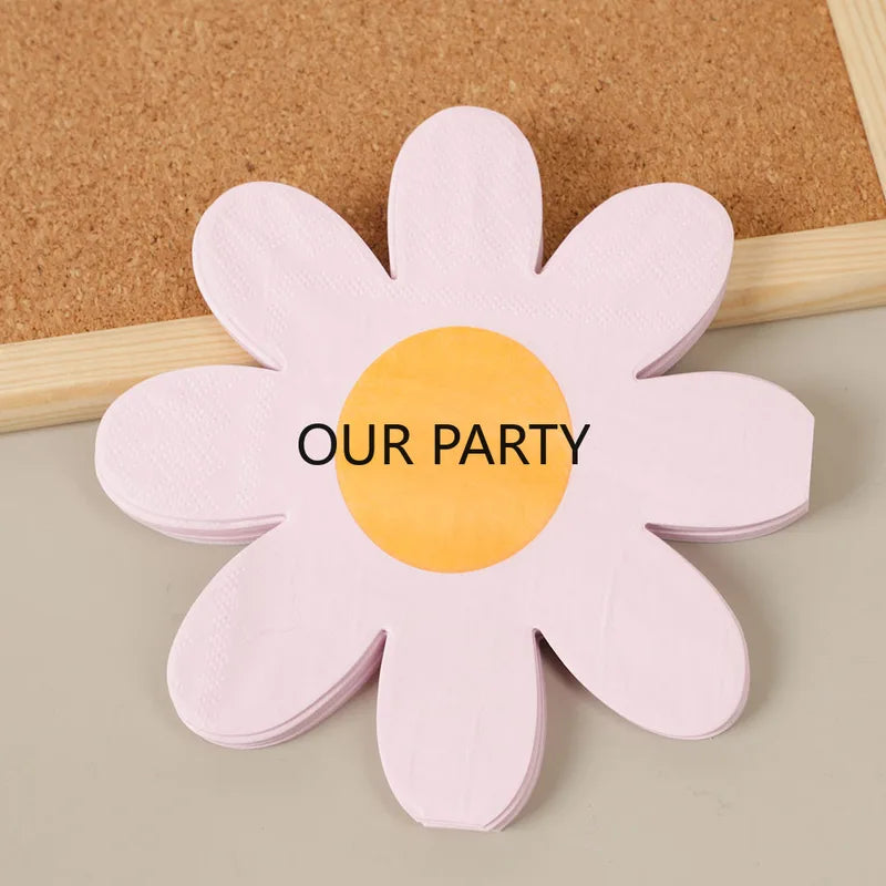 20Pcs Paper Napkins Daisy Theme Disposable Tissues for Party Decorations