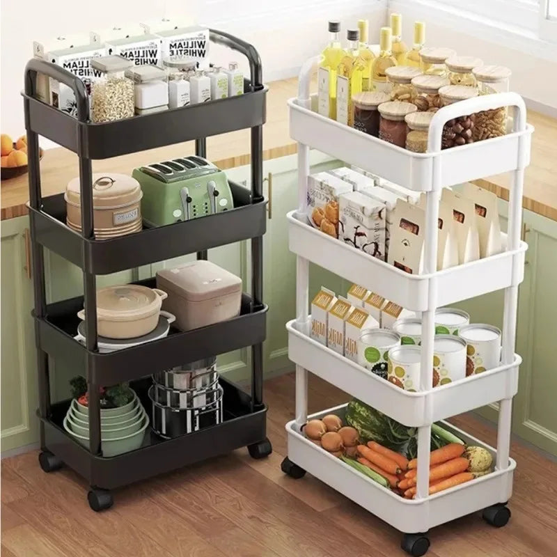 5-Tier Mobile Kitchen Storage Shelf - Slim Rolling Trolley for Snacks & Fruits