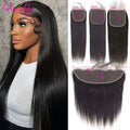 14-Inch Lace Frontal Closure Human Hair Transparent Ear-to-Ear Extensions for Women