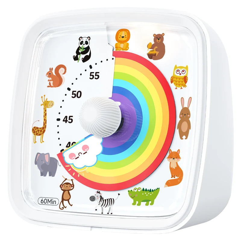 Animal-Themed Visual Timer with Night Light - Silent 60-Minute Countdown Gadget