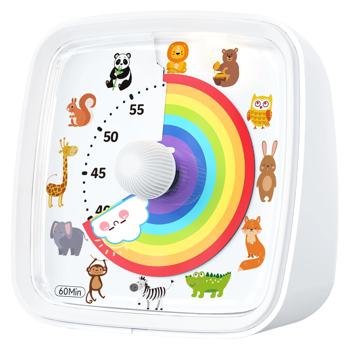 Animal-Themed Visual Timer with Night Light - Silent 60-Minute Countdown Gadget