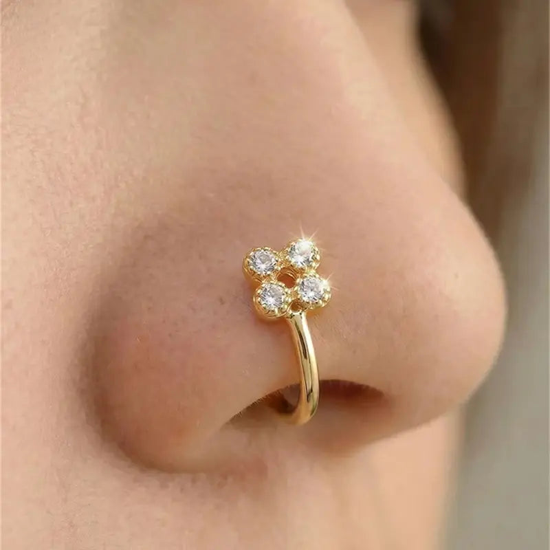 5Pcs Faux Nose Clip Set Heart Clover Spider Design Fashion Accessories