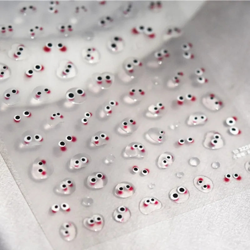 Japanese 5D Cartoon Face Nail Art Stickers Kawaii Acrylic Decals for Manicure DIY