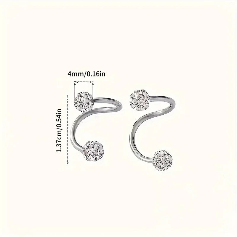 Minimalist Women's Spherical Earrings with Spiral Design - Daily Jewelry