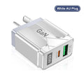 65W USB Wall Charger with QC3.0 and PD Fast Charging for Mobile Phones