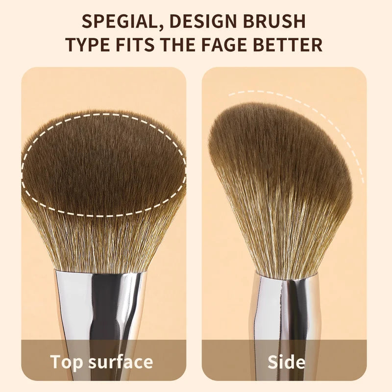 Large Slanted Powder Brush for Mineral Makeup Blending - Soft Synthetic Hair