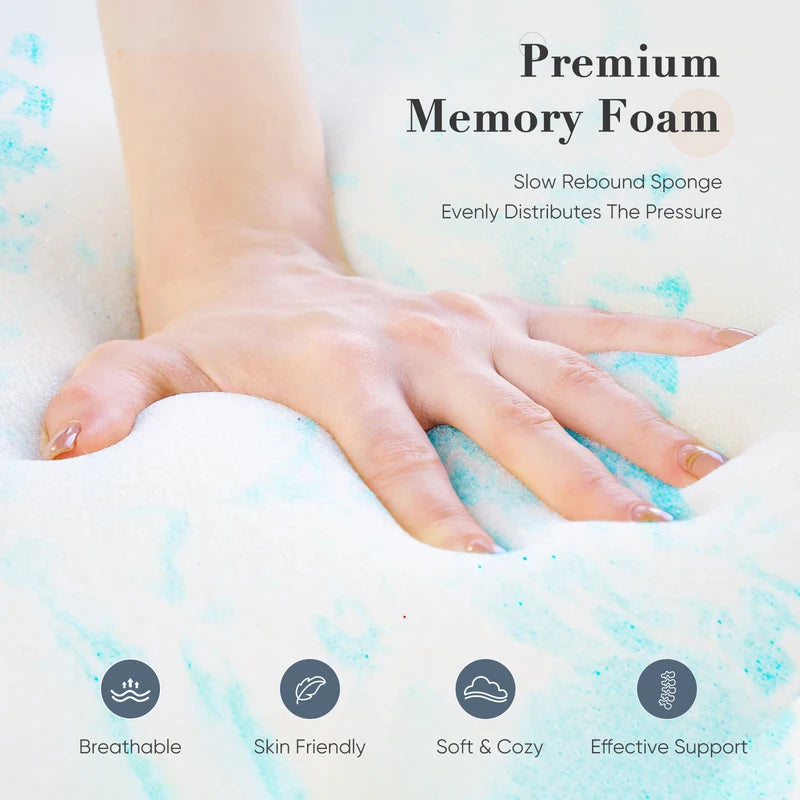 Queen Size Gel Memory Foam Mattress Topper - Thick Cooling Bed Topper for Comfortable Sleep