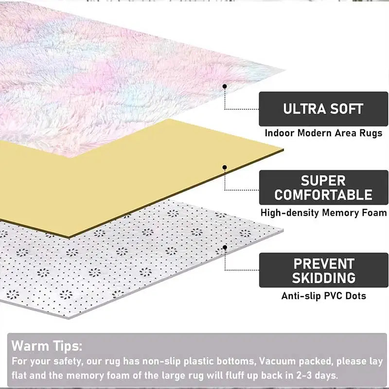 Kids Rainbow Carpet for Living Room and Bedroom - Soft Non-Slip Rugs for Children