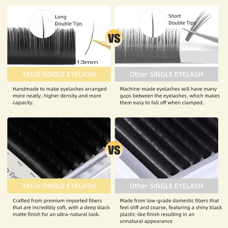 False Eyelash Extensions Flat Tips - Matte Black, Soft, Natural Look