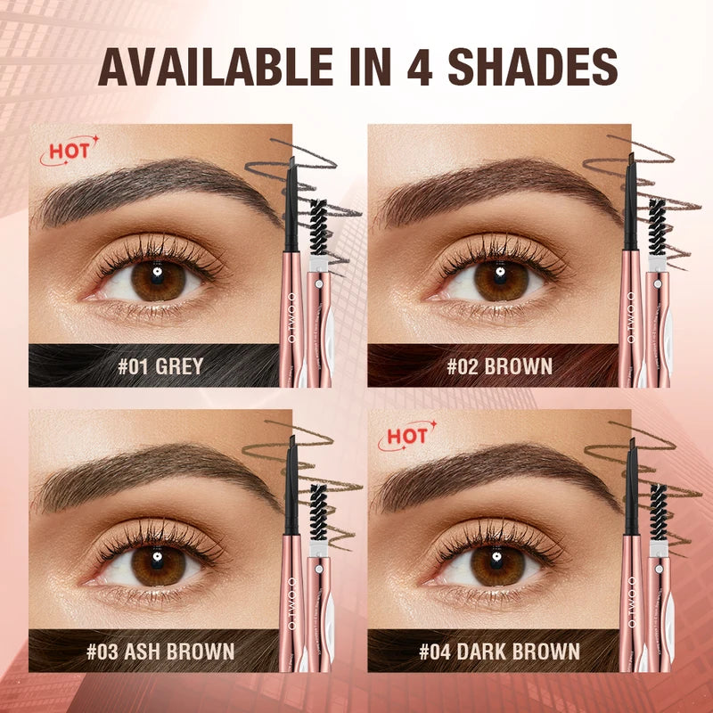 3-in-1 Waterproof Eyebrow Pencil with Trimmer & Spoolie - Precise Brow Definer