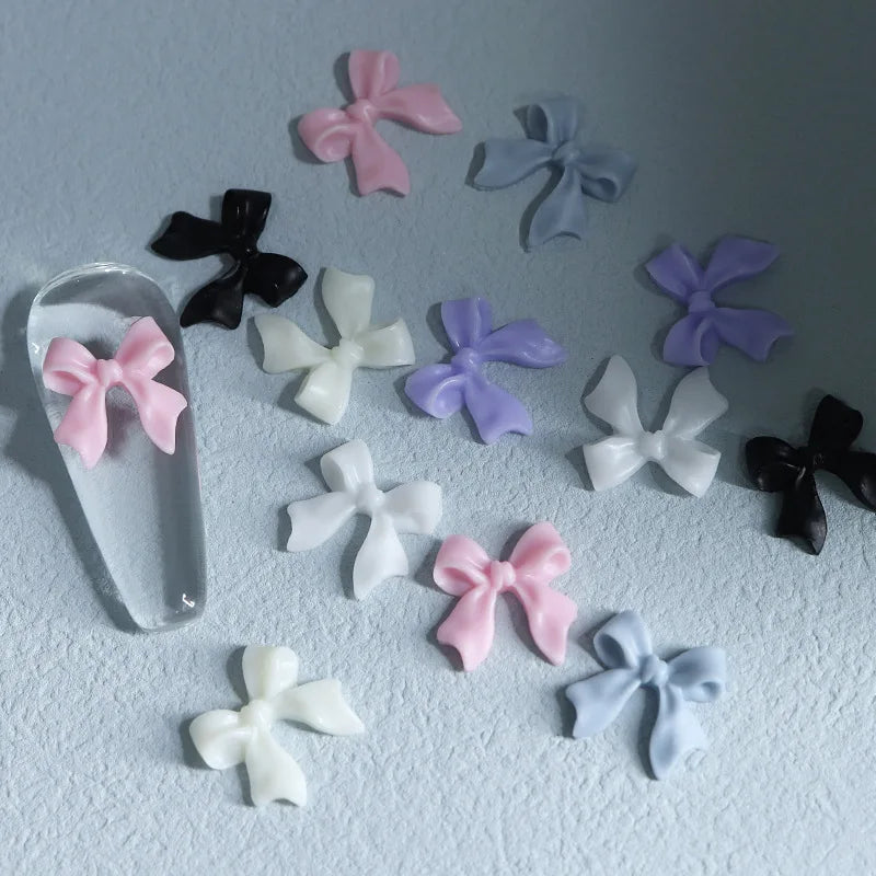 30pcs Kawaii Mini Bow Nail Art Decorations Matte Butterfly Charm DIY Resin Accessories