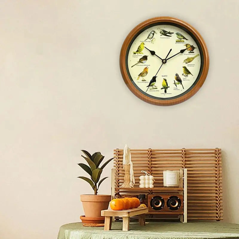 Singing Bird Wall Clock with Sound - Decorative Wall Decor for Home & Office