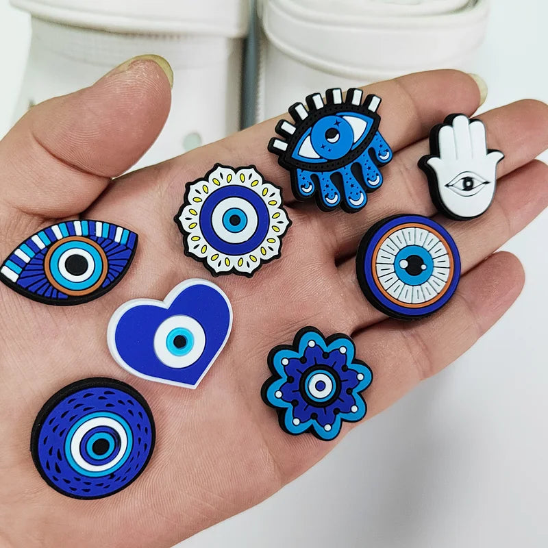 8 Pieces Evil Eye Accessories Set for Shoes Bags and DIY Decorations