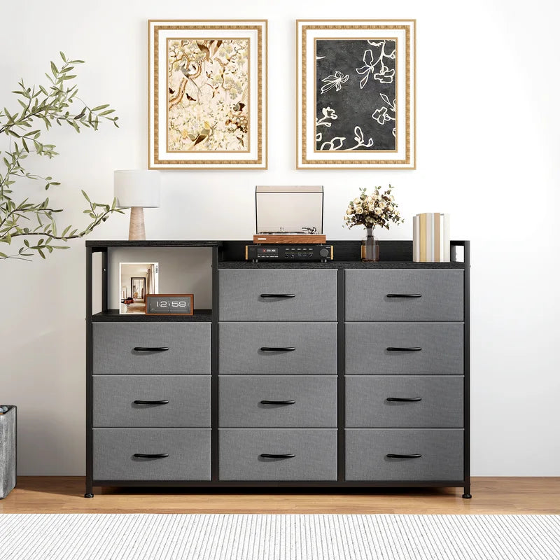 11-Drawer Storage Dresser with Metal Frame and Wood Top - Multi-Functional Bedroom Organizer