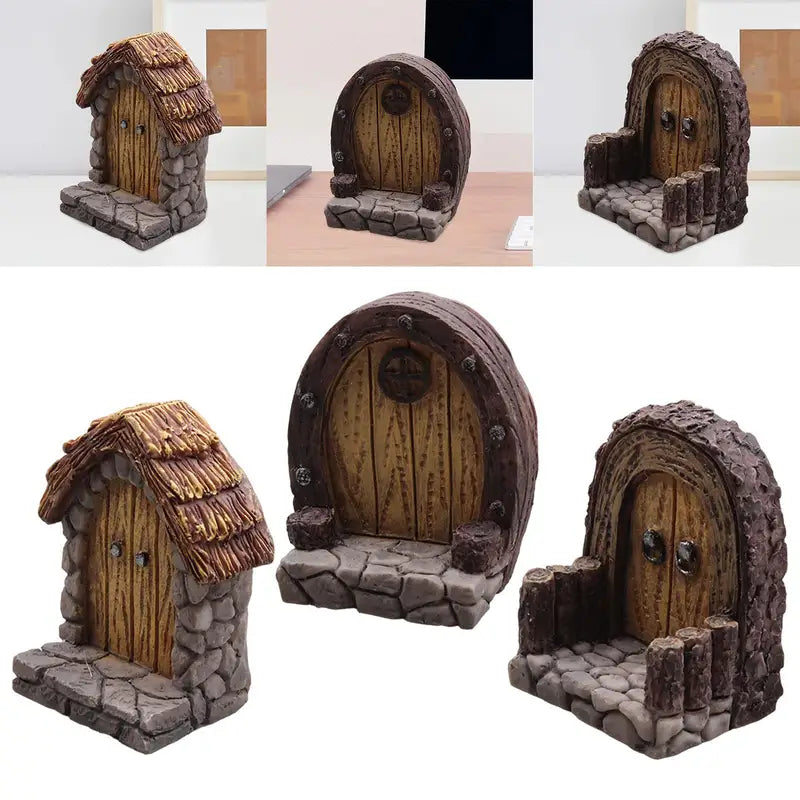 Miniature Garden Fairy Door Resin Lawn Ornament for Micro Landscape & Home Decor
