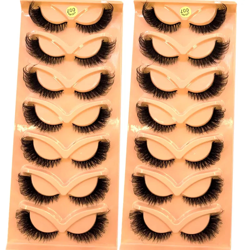 7-Pair 3D Cat Eye False Eyelashes Dramatic Mink Look Wholesale Makeup Accessories
