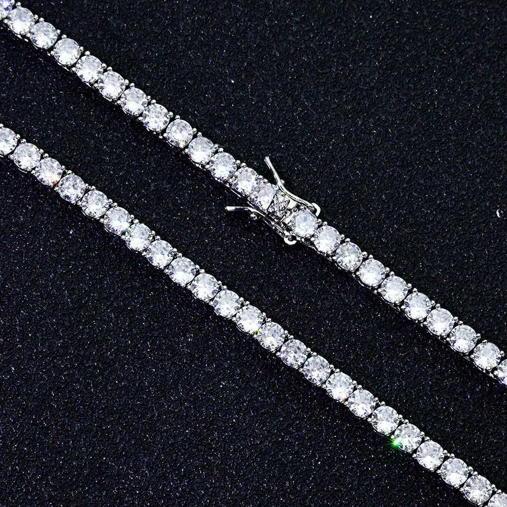 Unisex Hip Hop Tennis Bracelet Iced Out CZ Diamond Chain Gold Silver Jewelry