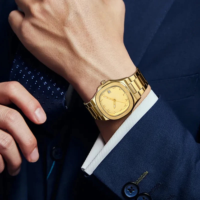 Men's Minimalist Round Quartz Watch Set with Alloy Band for Daily & Formal Wear