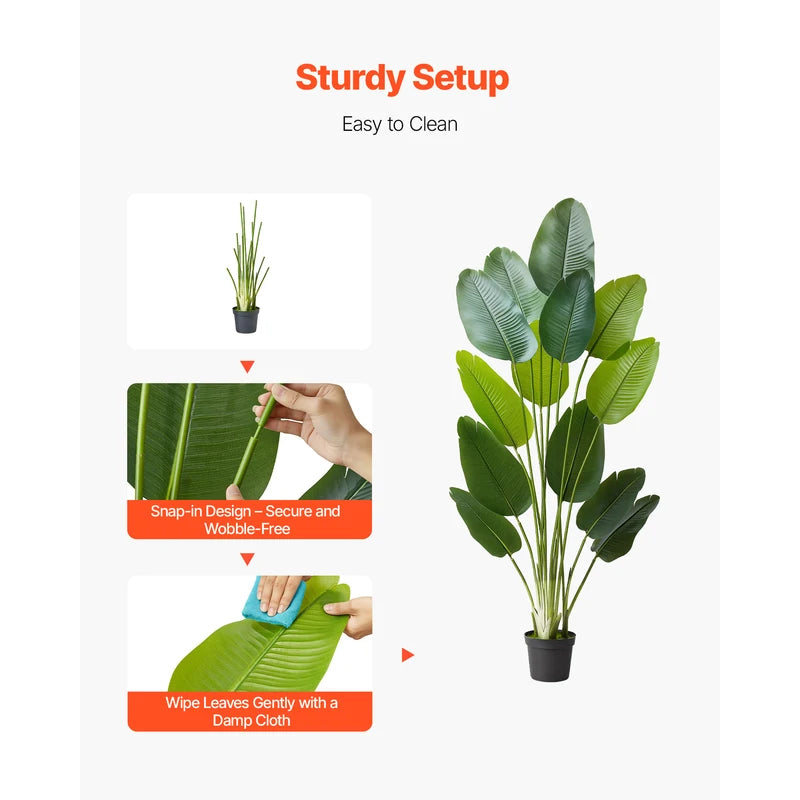 Artificial Tropical Tree - Large Faux Indoor Outdoor Plant, Realistic Leaves