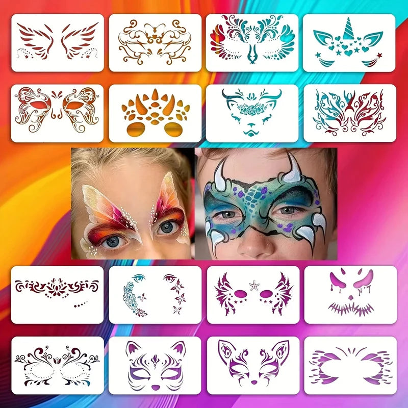 Reusable Face Painting Stencils Kit - Assorted Designs for Kids & Parties