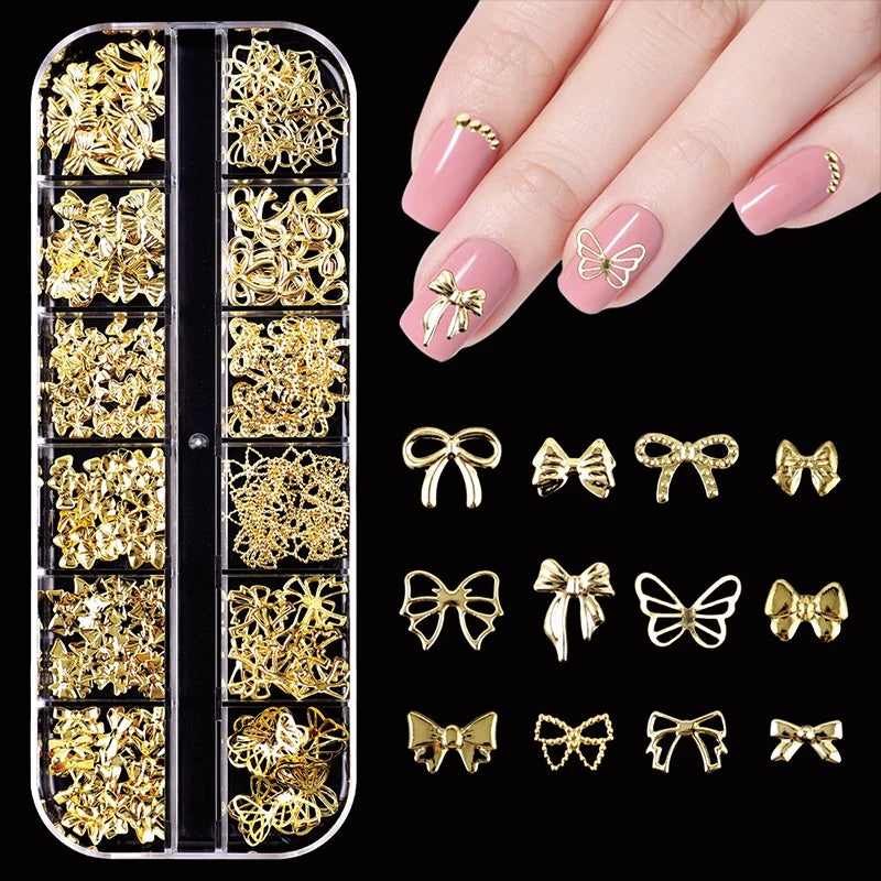 24-Piece Y2K Millennial Nail Art Decoration Set with Rhinestones Pearls & Charms