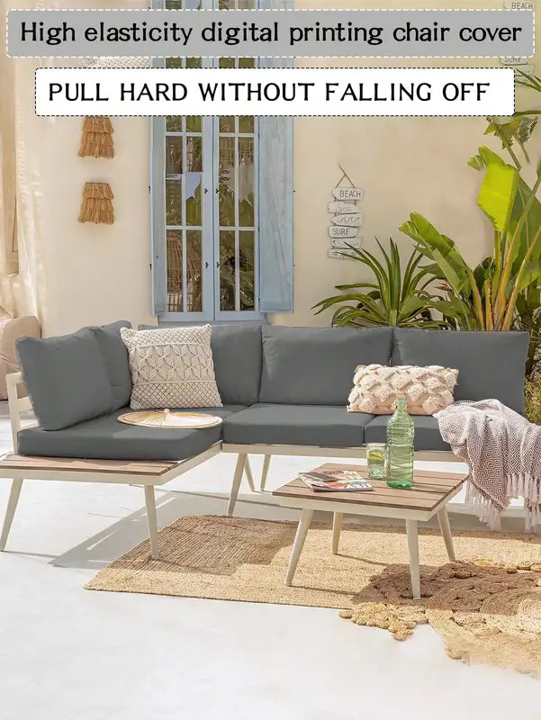 Outdoor Tropical Print Sofa Cushion Covers - Non-Slip Waterproof Furniture Protectors