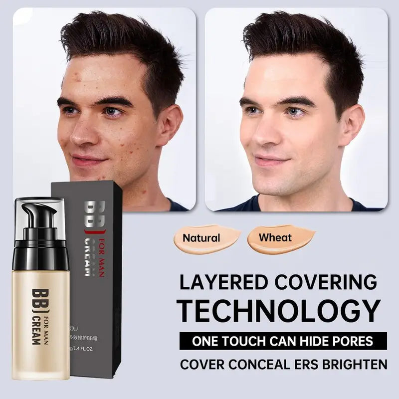 Men's Waterproof BB Cream Foundation 40g Long Lasting Facial Concealer