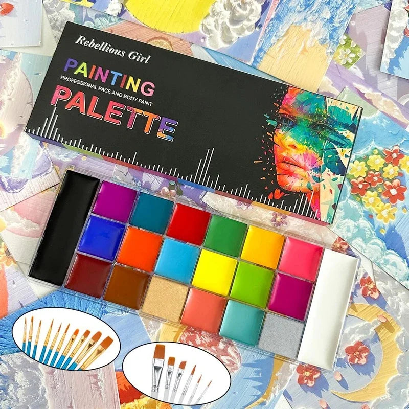 20-Color Oil-Based Face & Body Paint Set Non-Toxic Safe for Kids & Halloween