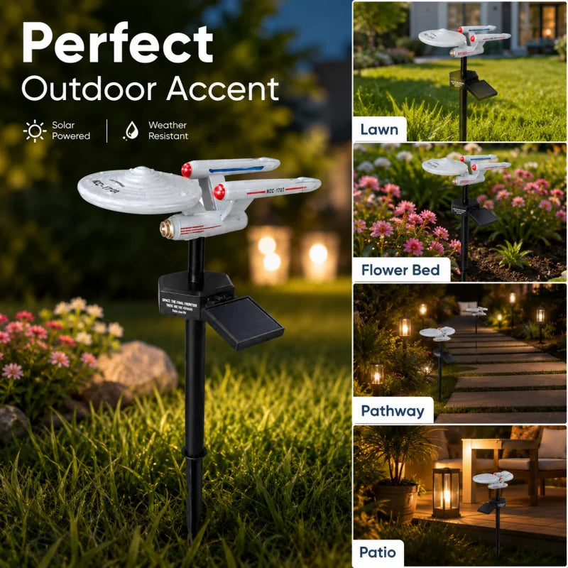 Star Trek USS Solar Spaceship Garden Light Outdoor LED Stake Lamp Sci-Fi Yard Decor