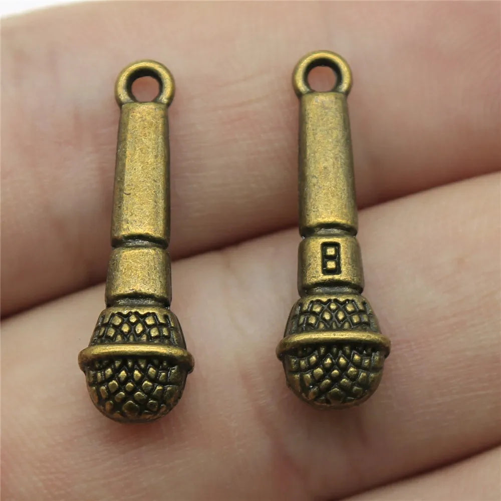 Microphone Charms Pendant Jewelry Supplies 10pcs Handmade for DIY Earrings & Bracelets