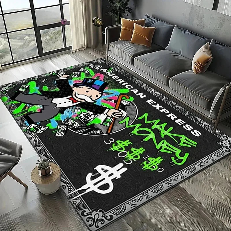 3D Cartoon Man Game Monopoly Doormat Non Slip Entryway Rug for Living Room Bedroom