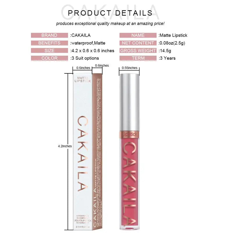 Long Lasting Waterproof Matte Lipstick - 18 Colors Liquid Lip Gloss
