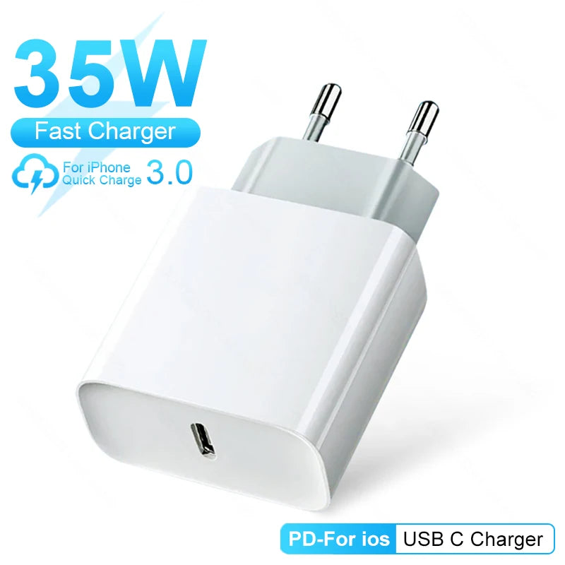 Fast USB-C Phone Charger 35W for iPhone 14/13/12/11/15 Pro Max & More