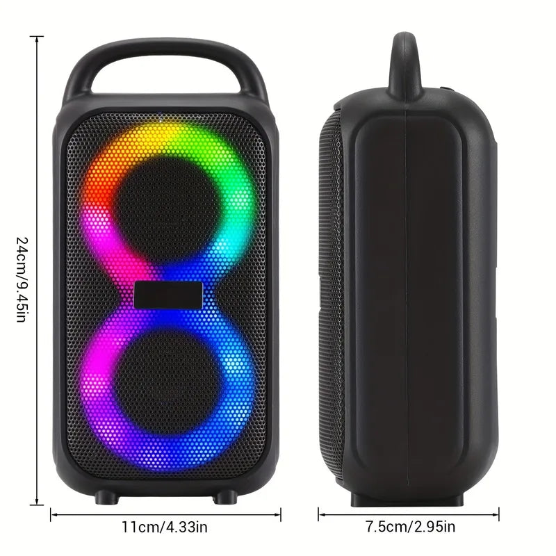 Portable Bluetooth Speaker with Microphone, LED Lights, Karaoke, Party Subwoofer