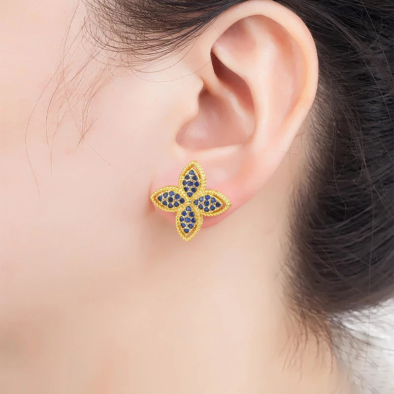 Elegant Flower-Shaped Crystal Zircon Stud Earrings for Women – Fine Jewelry Gift