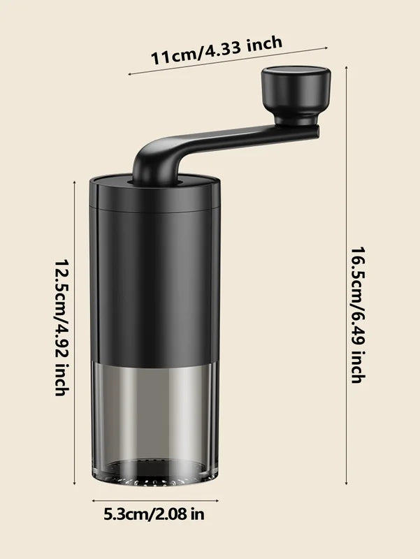 Portable Manual Coffee Grinder Hand Crank Adjustable Bean Mill for Home & Travel