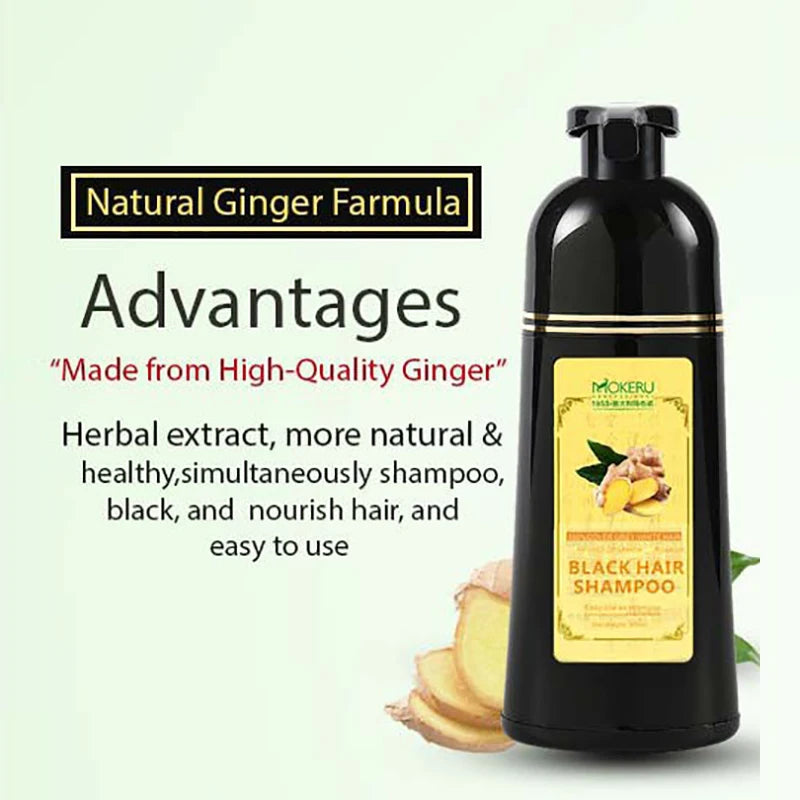 Long Lasting Ginger Hair Dye Shampoo for Natural Black Hair - Easy & Fast