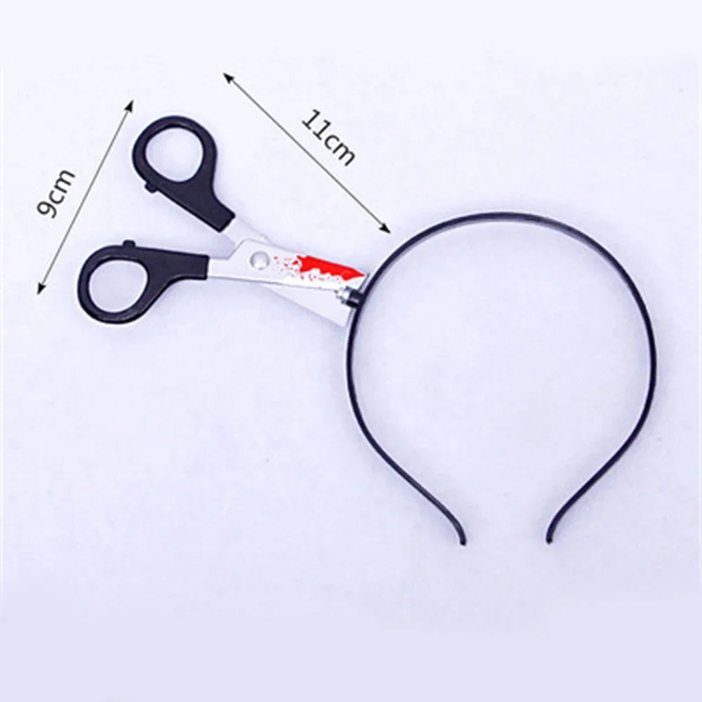 Halloween Horror Fake Blood Prop Knife Ax Saws Headband Party Decoration