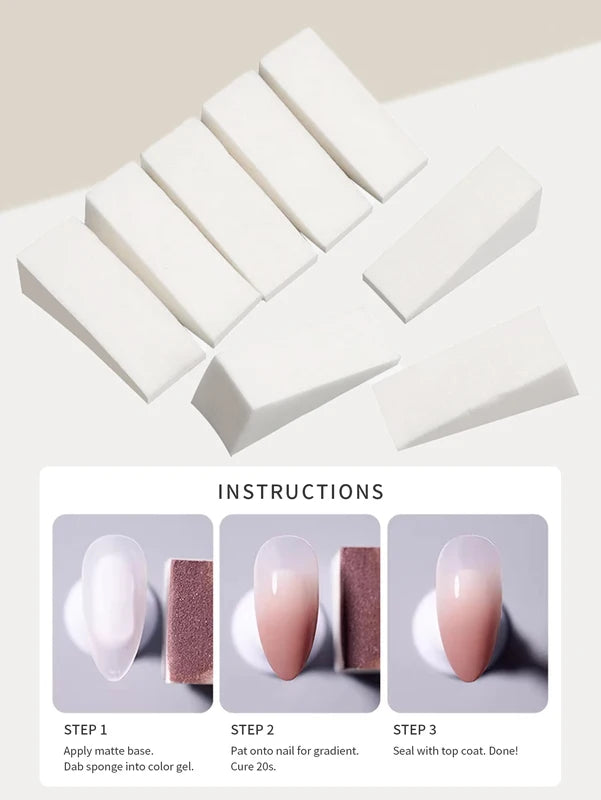 High Density Nail Gradient Sponge Set - White & Multi Color, Professional Nail Art Blending Kit