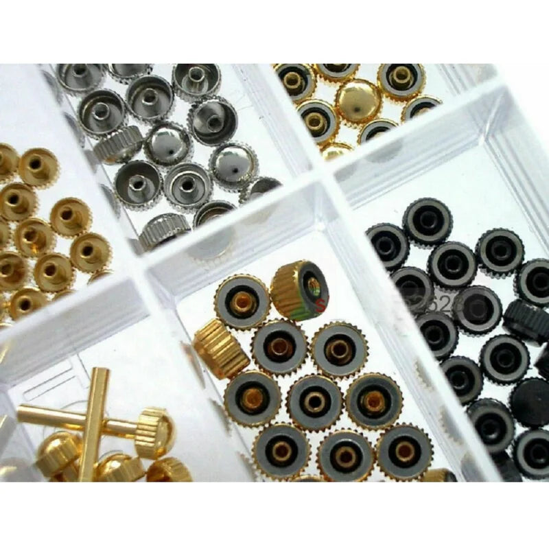 Watch Crown & Stem Set with Repair Tool Kit - Watch Extension Parts for Quartz Watches