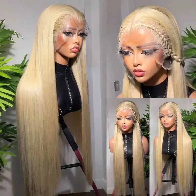 Full Lace Front Wigs 13x4 13x6 HD Transparent Lace Human Hair Wig Blonde Straight 46 Inches