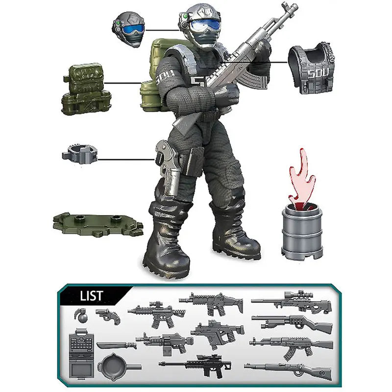 Military Soldiers Building Blocks Set - WW2 Army Combat Figures, Interlocking Bricks for Kids