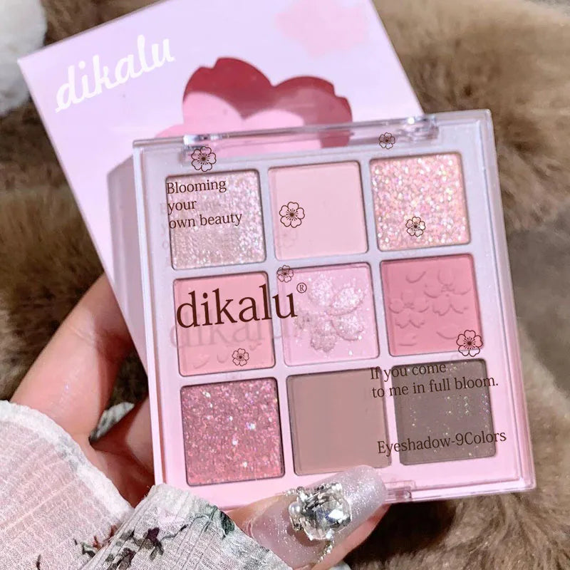 Pink & Brown Eyeshadow Palette with Glitter & Matte Finishes - Long Lasting Makeup