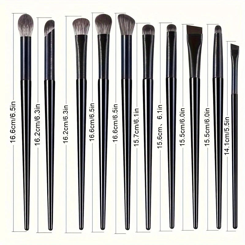 10pcs Makeup Brush Set for Eye Shadow and Eyeliner - Soft, Precise Tools