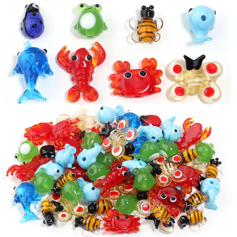 Cartoon Animal Glass Beads for Jewelry Making - 2-10pcs Loose Spacer Beads