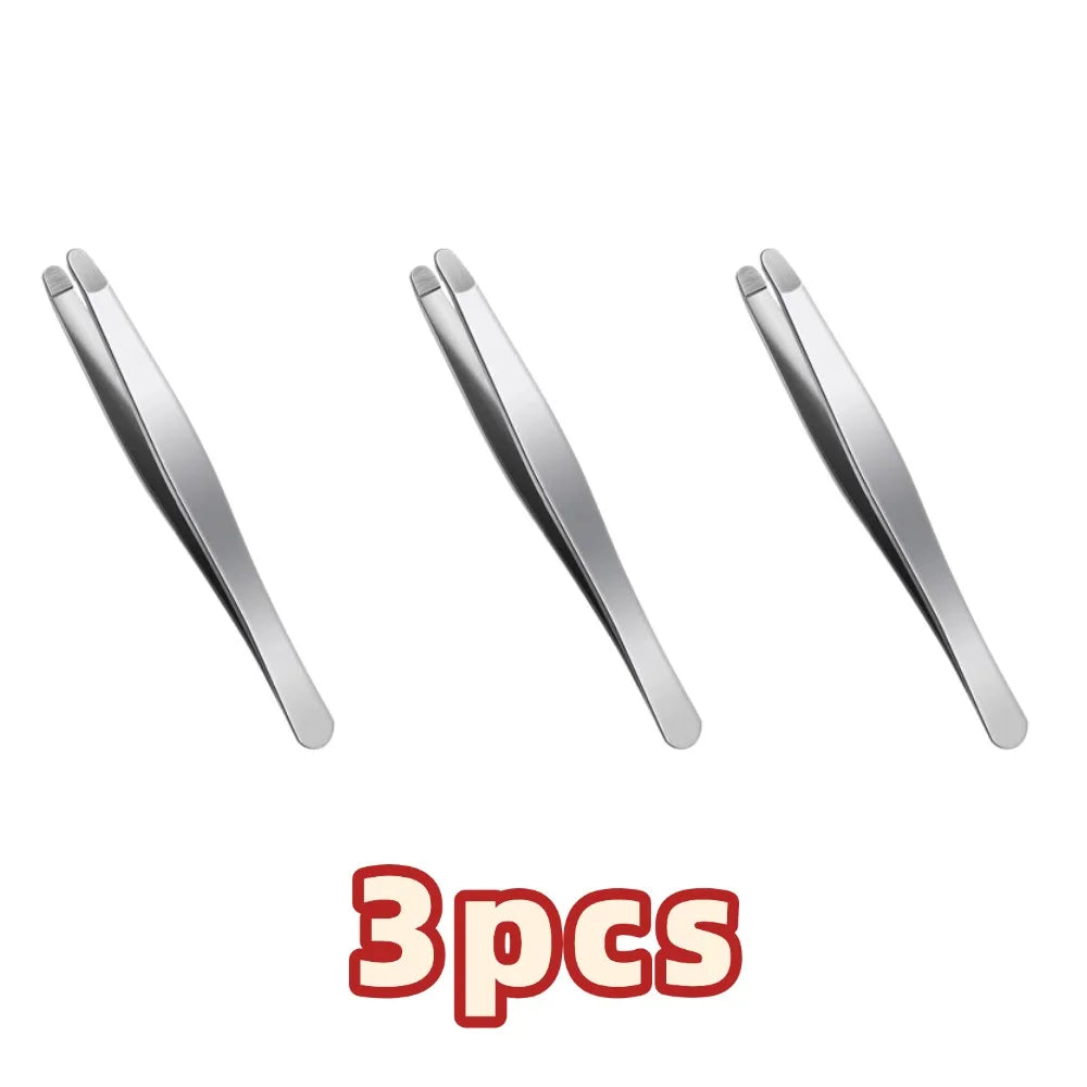 Stainless Steel Eyebrow & Facial Hair Remover Tweezers - Non-Slip Makeup Tools